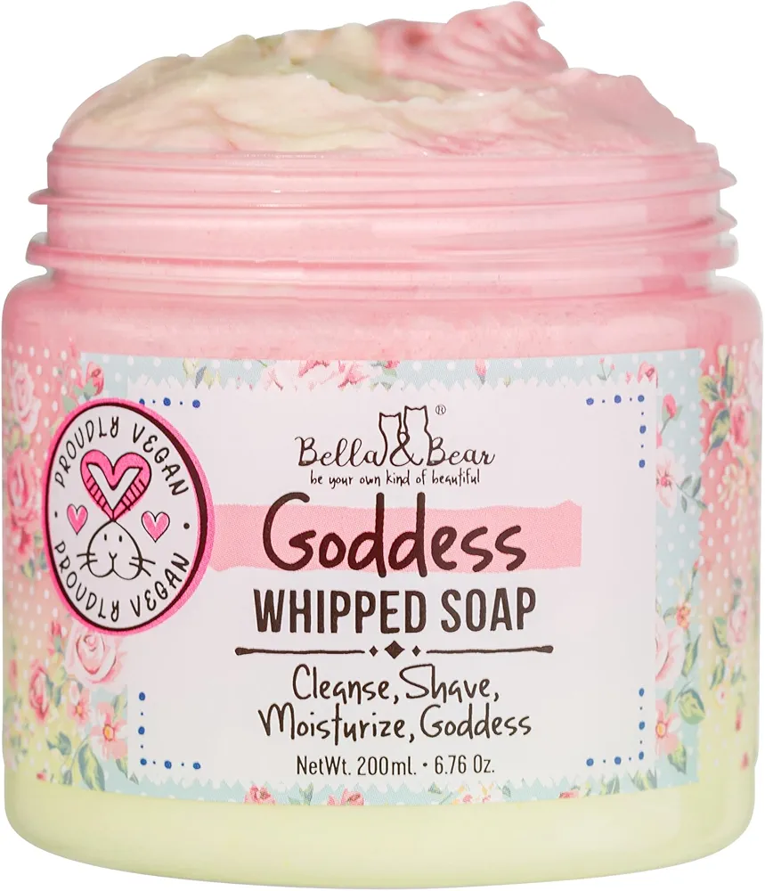 Bella & Bear Goddess Whipped Soap - Moisturizing Whipped Soap Cream and Body Wash Skin Care Product - Paraben Free, Cruelty-Free, Vegan Shaving Cream Shower Essential