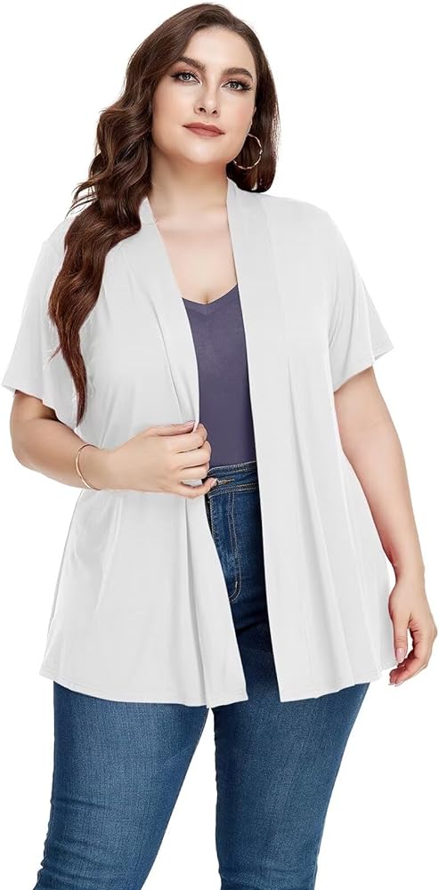 LARACE Short Sleeve Cardigans for Womens Summer Tops Casual Plus Size Open Front Lightweight Cover Up