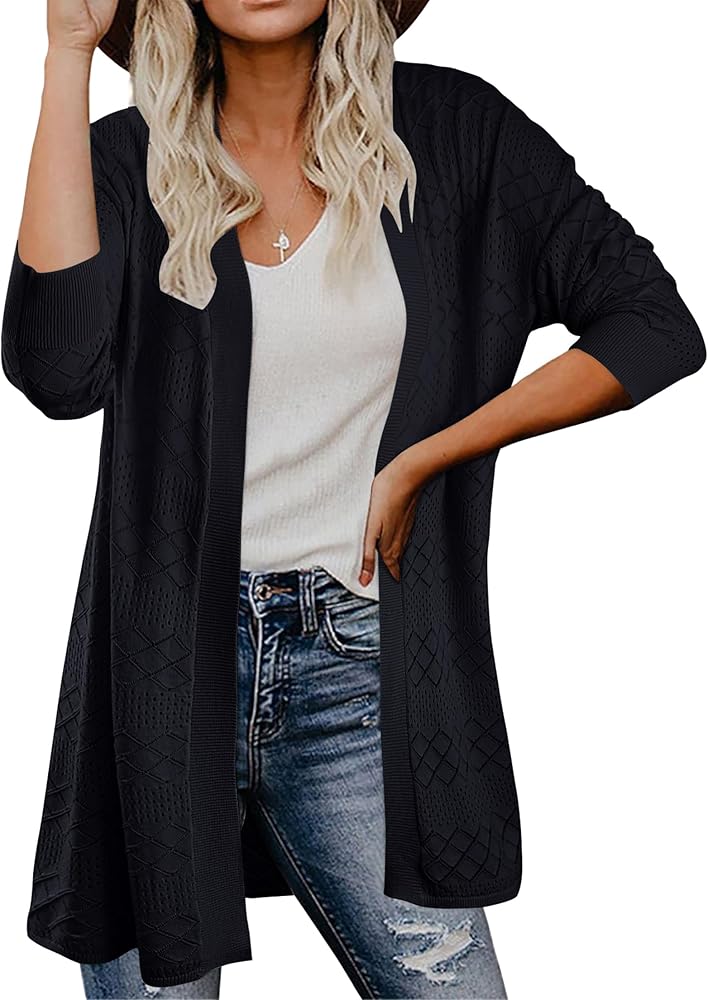 Lightweight Cardigans for Women Open Front Crochet Sweater Kimono Thin Drape Sun Protection Coverups Travel