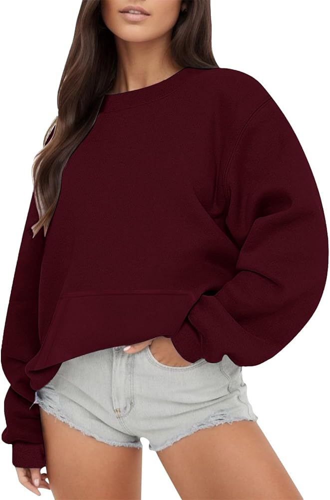 Oversized Sweatshirt for Women Crew Neck Fleece Sweatshirts Long Sleeve Trendy Casual Loose Pullover Cozy Sweater