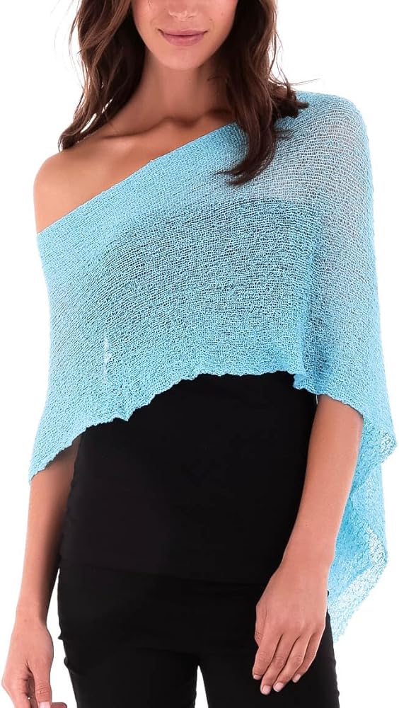 SHU-SHI Womens Sheer Knit Poncho Shrug Lightweight Cover Up One Size Fits Most