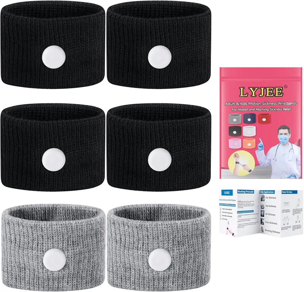 LYJEE Motion Sickness Bracelets for Adults and Kids Motion Sickness Bands Nausea Relief for Pregnant Women Acupressure Nausea Relief for Car, Sea, Air Sickness