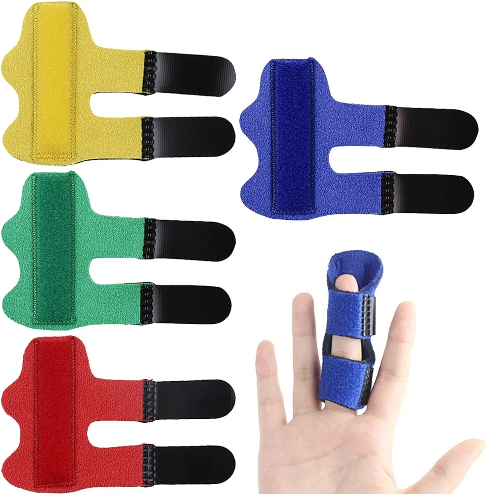 Trigger Finger Splint 4pcs Breathable Finger Straightening Brace Adjustable Finger Brace Splint for Injured Finger Protection