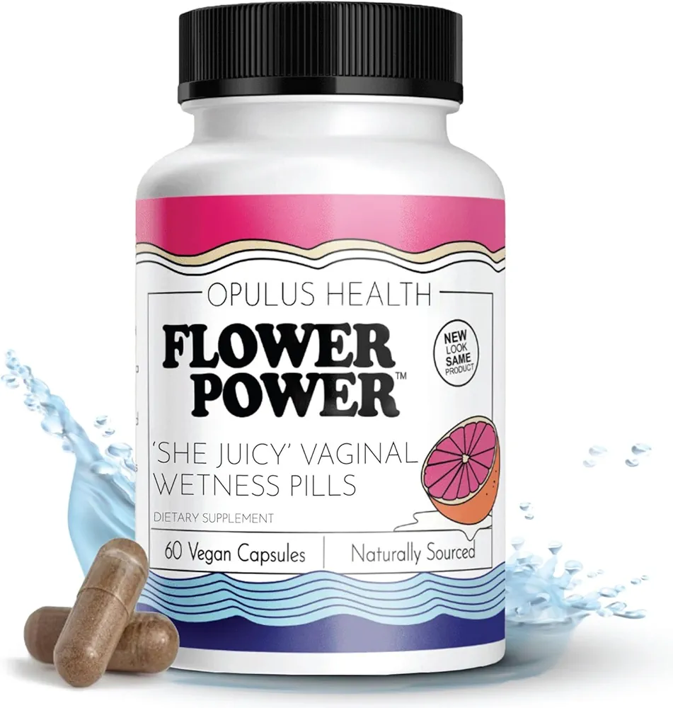 Flower Power Vaginal Moisturizer | Feminine Care for Women - 60 ct - End Vaginal Dryness with Slippery Elm Bark | Feminine Care for Vaginal Health - Made in USA