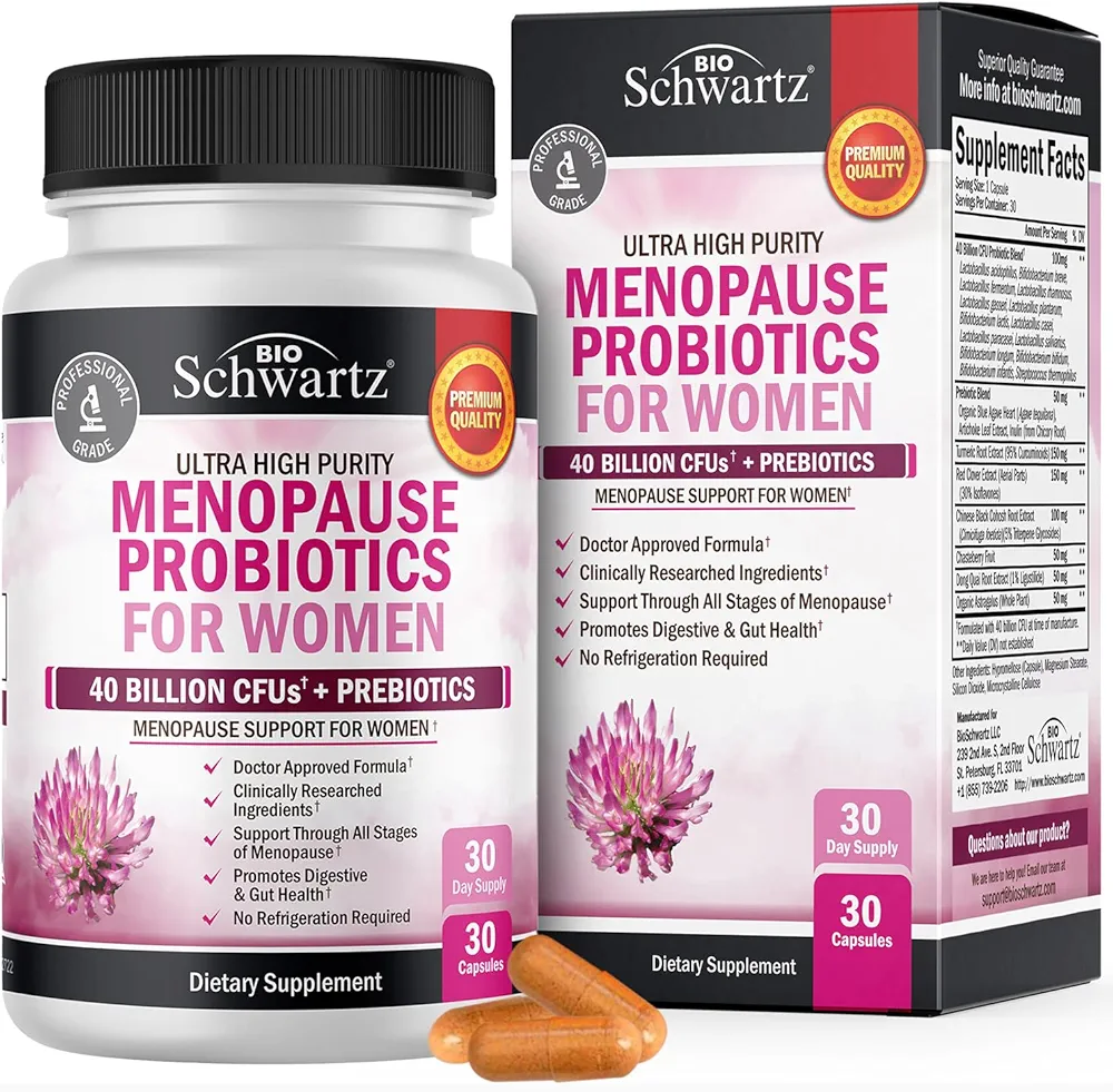 Menopause Supplements for Women - 40 Billion CFU Menopause Probiotics for Women - Menopause Relief for Hot Flashes Night Sweats Mood Swings and Hormone Balance - Non-GMO, 30 Count, 30 Servings