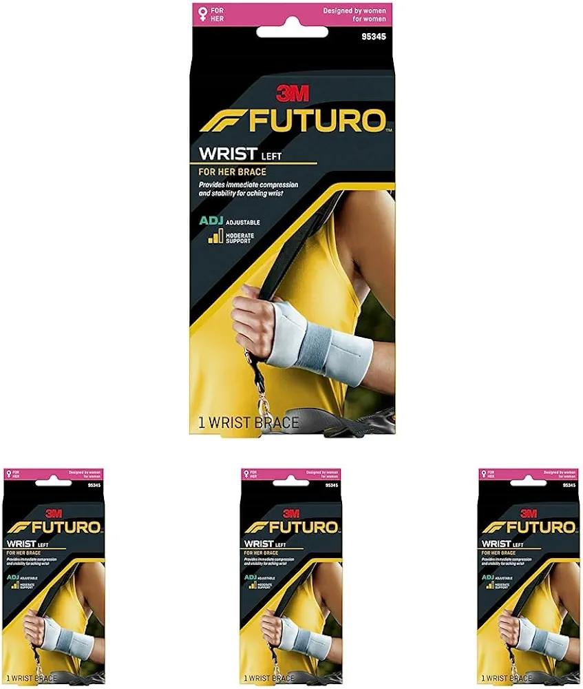 FUTURO for Her Wrist Support, Left Hand, Adjustable (Pack of 4)