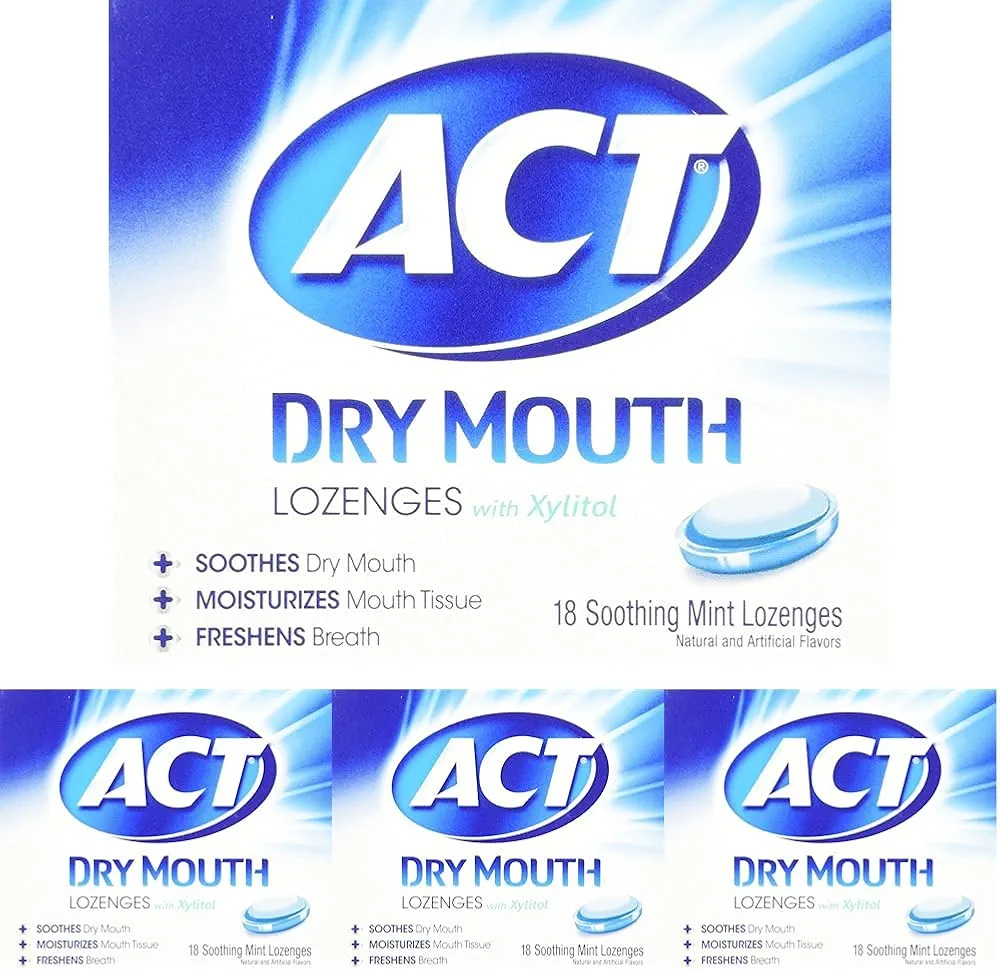 ACT Dry Mouth Lozenges With Xylitol 18 Count (Pack of 4) (Packaging May Vary)