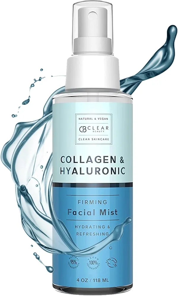 Hyaluronic Acid & Collagen Face Mist - Moisturizes & Hydrates Skin & Calms Redness, Balancing & Toning Facial Mist Spray - Cruelty Free Korean Skin Care For All Skin Types - 4 OZ