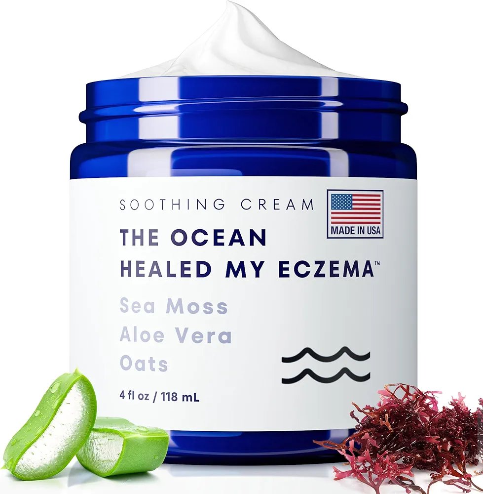 Natural Soothing Cream - Sea Moss Colloidal Oats - for Eczema Psoriasis Prone Skin - Minerals from The Sea - for Sensitive Skin - Hydrating Eczema Cream for Dry Skin (4 Oz)