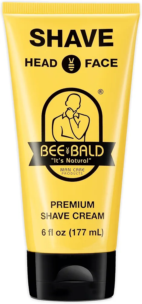 BEE BALD SHAVE Premium Shave Cream Goes On Light & Slick For A Shave That's Incredibly Smooth & Quick For Both Face And Head, 6 Fl Oz