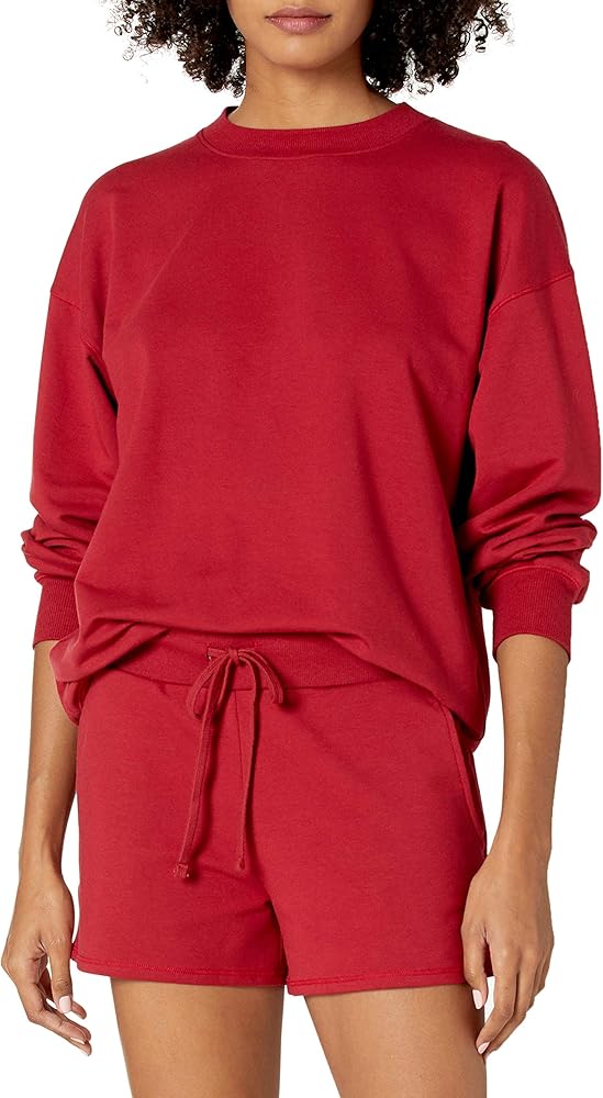 The Drop Women's Margot Loose Long-Sleeve Crewneck Drop-Shoulder Sweatshirt