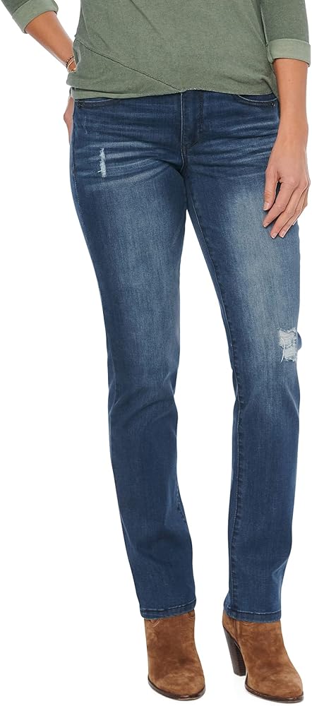 Democracy womens Democracy Women's Plus-size "Ab"solution Straight Leg Jeans, Blue Vintage, 16 Plus