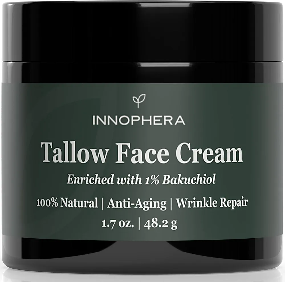 Whipped Beef Tallow Face Anti-Aging Cream ‒ With 1% Bakuchiol ‒ 100% Natural Wrinkle Repair & Moisturizing Face Cream for Sensitive Skin ‒ Unscented ‒ 1.7 oz.