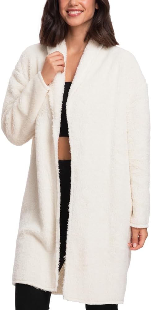 Mad Dog Women's Sherpa Cardigan Sweater, Cozy Loungewear Top, Thin Lightweight Long Open Front Jacket