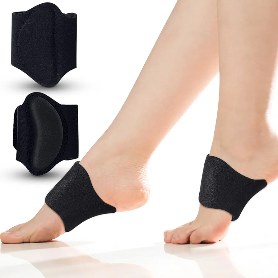 Arch Support for Plantar Fasciitis Relief, Adjustable Arch Support Sleeves for Men and Women with Gel Pads for Flat Feet, High Arches, Feet Pain Relief (Black, 1 Pair)