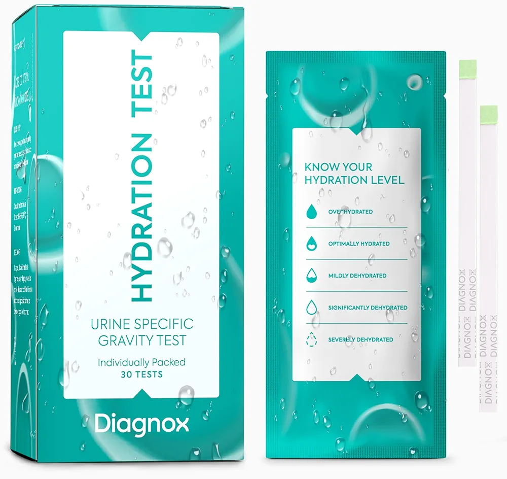 DIAGNOX Hydration Urine Test Strips - Urine Specific Gravity Test Strips for Accurate Hydration Monitoring - Individually Packaged and Clinical Grade [30 Tests]