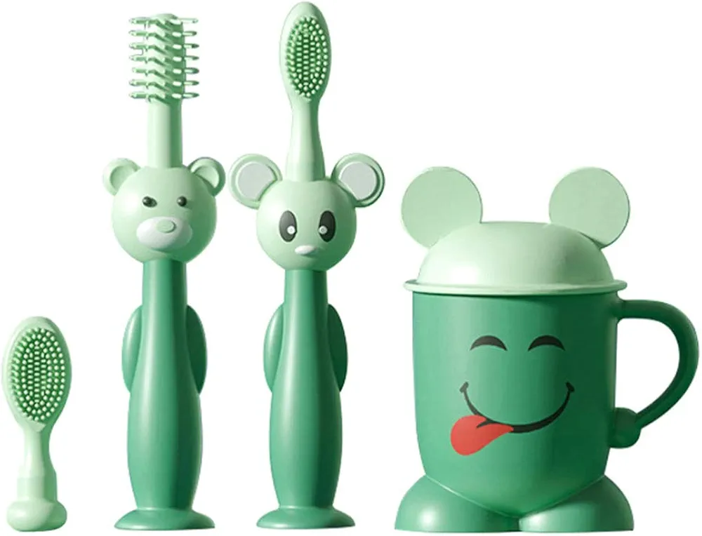 TOYANDONA 1 Set Toothbrush Set Oral Care Teether Brush Baby Toothbrush Kids Training Toothbrush Toddler Teeth Newborn Toothbrush Sucker Toothbrush Infant Container Soft Pp