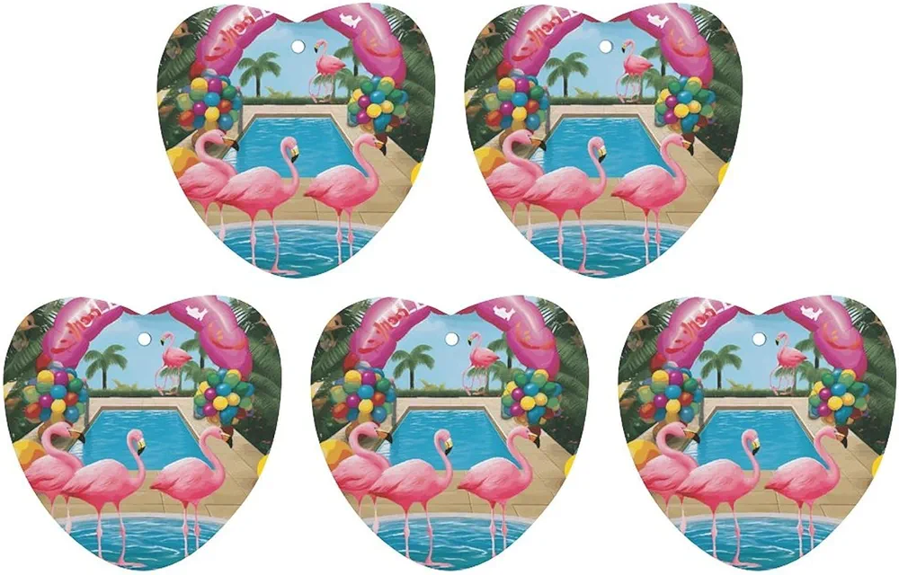 5 Pcs Car Air Fresheners Hanging Air Freshener Flamingo And Swimming Pool1 Hanging Scented Cards Fragrance Scented Cards for Car Car Aromatherapy Tablets for Car