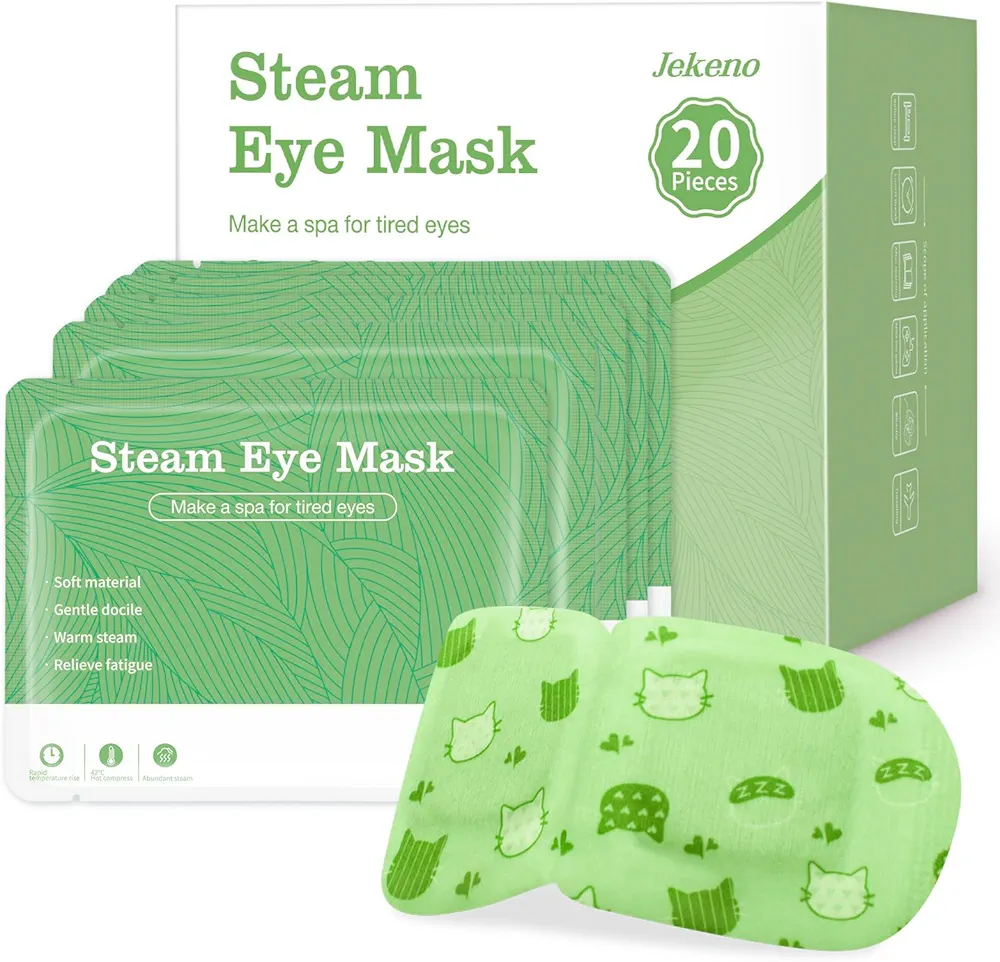 Jekeno Steam Eye Mask, 20 Packs Eye Masks for Dry Eyes Dark Circles and Puffiness, 40-60 Minutes Self Heated Steam Warm Eye Mask, Christmas Spa Gifts for Women