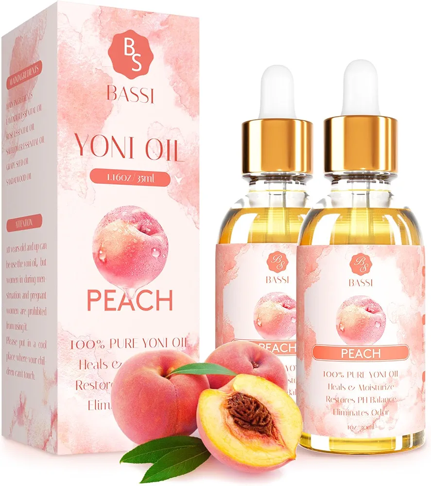 2 Pack Yoni Essential Oil Organic Feminine Oil Eliminates Odor Vaginal Moisturizer for Wetness, Ph Balance for Women Feminine Deodorant Soothes Ingrown Hair Peach Intimate Oil, 1 fl oz