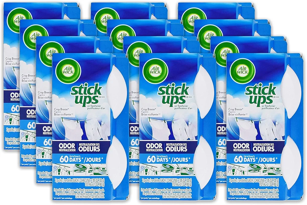 Air Wick Stick Ups Crisp Breeze Air Freshener, 2 ct (Pack of 12) (Packaging May Vary)