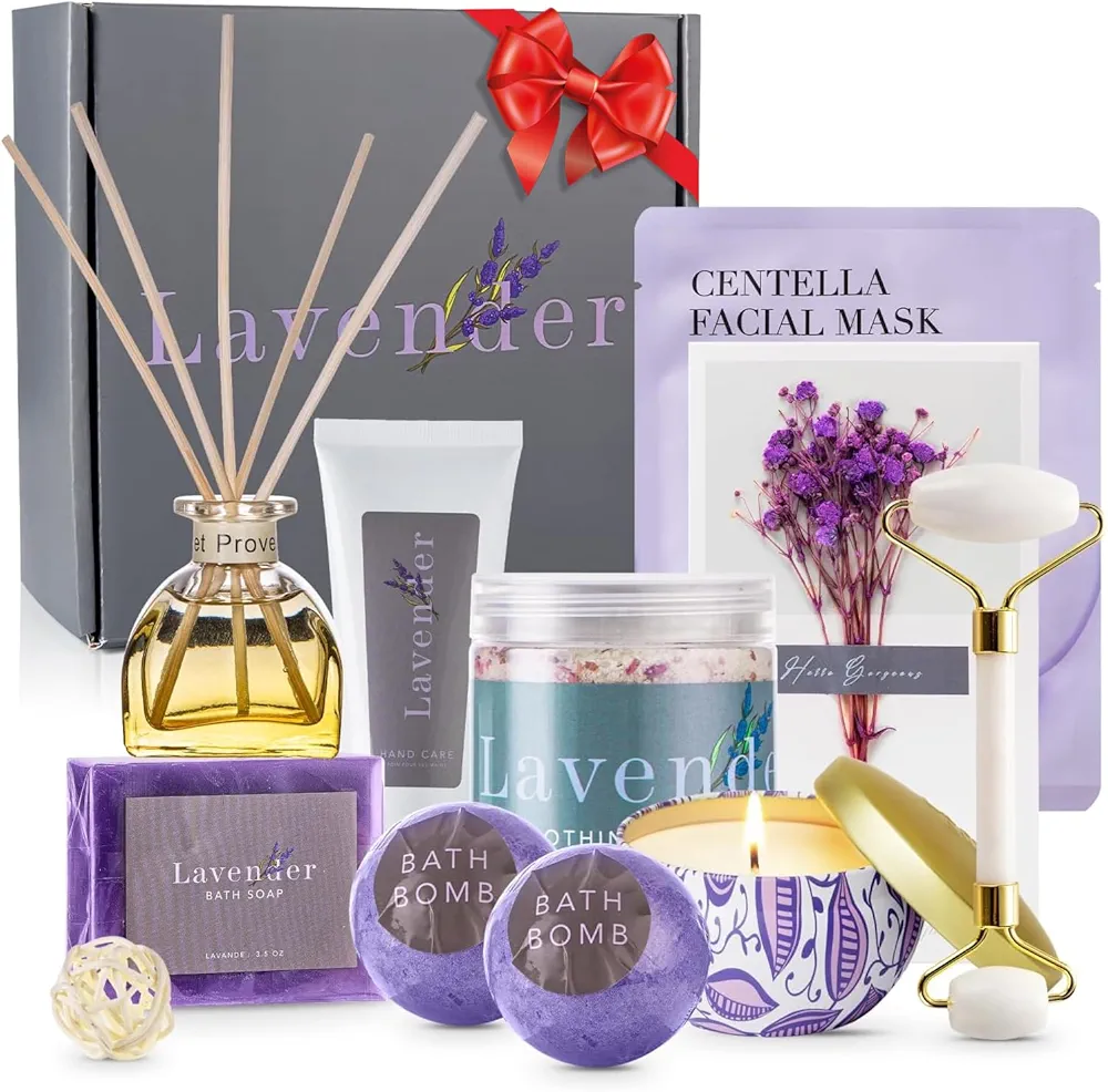 Ultimate Lavender Spa Gift Set for Women – Organic Relaxation Kit for Wife, Mom, and New Moms – Perfect Home Spa Day Gift Basket