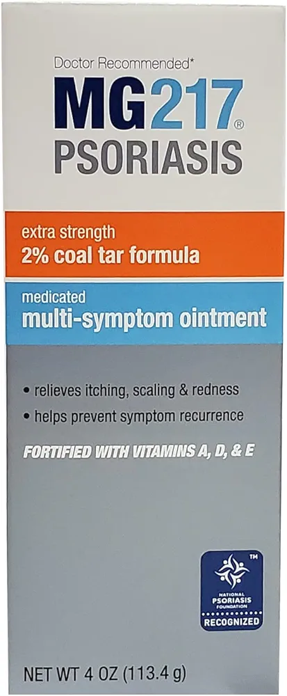 MG217 Multi Symptom Relief 2% Coal Tar Medicated Psoriasis Ointment oz Jar, 4 Oz