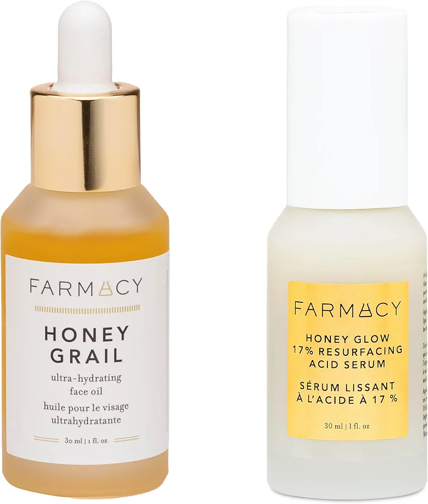 Farmacy Honey Glow & Honey Grail Bundle - 17% AHA & BHA Resurfacing Night Serum & Honey Grail Face Oil