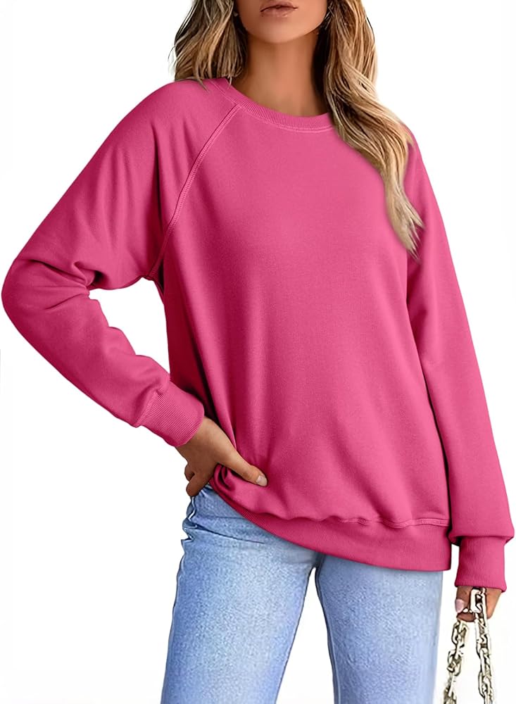 Dokotoo Womens Sweatshirt 2024 Crewneck Long Sleeve Casual Loose Pullover Sweatshirts Tops Shirts