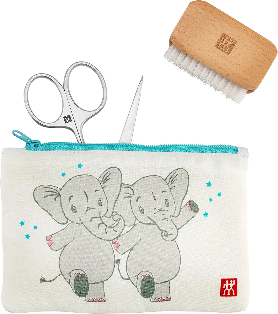 ZWILLING Nail Care Set for Kids and Babies, 3 Piece Manicure Gift Set, Elephant Nail Care Set