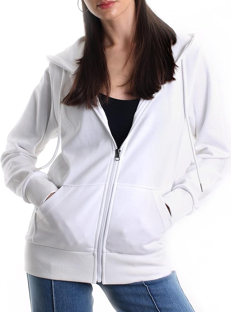 Regular Fit Women's Casual Full-Zip Hoodie Lightweight Long Sleeve Sweatshirt Casual Jacket with Pocket