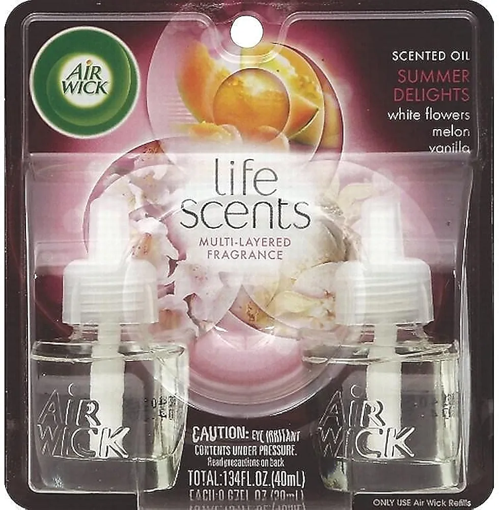 Air Wick Plug in Scented Oil Refill, 2 ct, Summer Delights, Air Freshener, Essential Oils