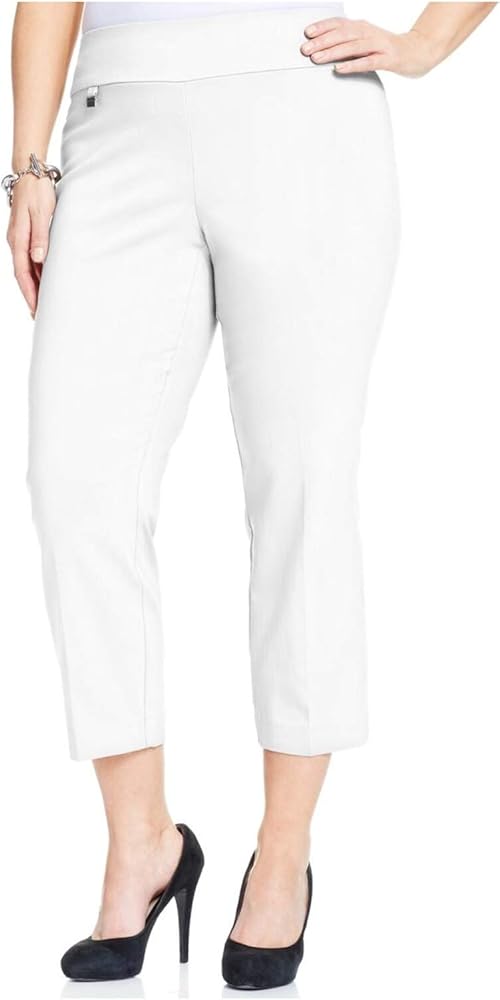 Alfani Womens Plus Twill Stretch Capri Pants White 24W