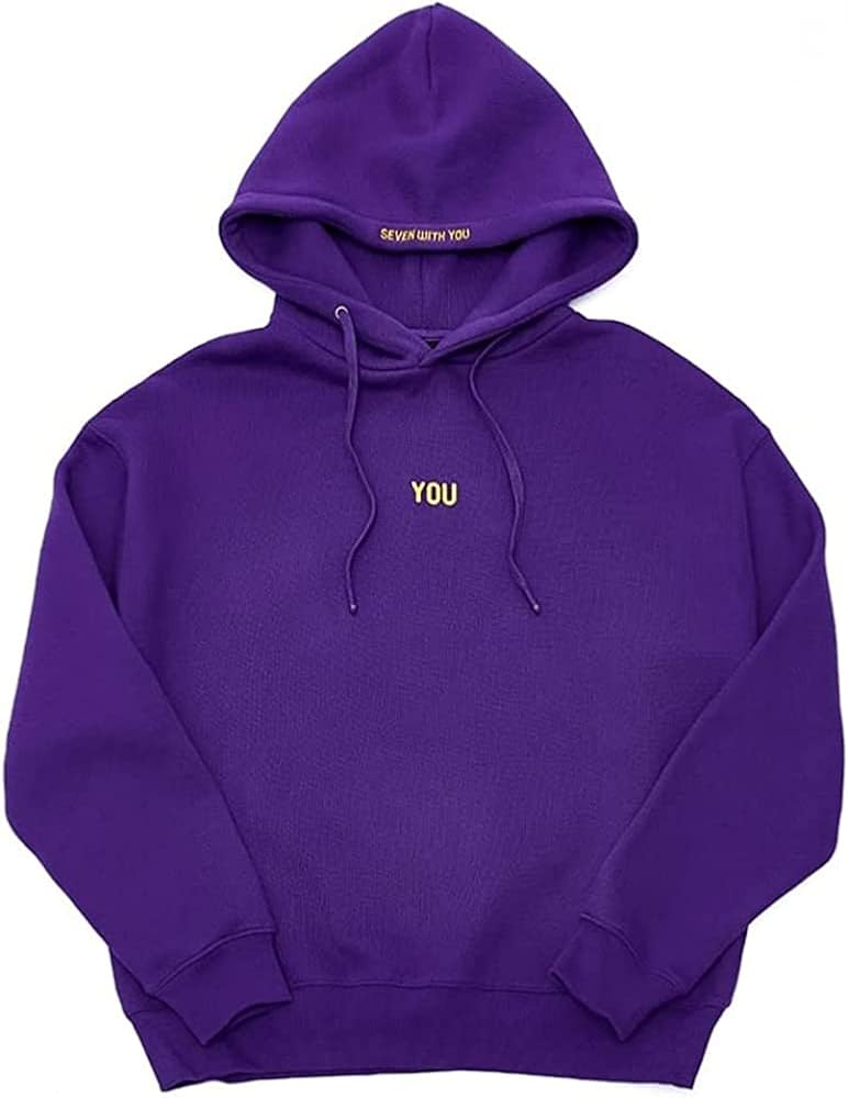 Qianran Jimin with You Fleece Hoodie Oversized Hooded Sweatshirts Women Men Pullovers Jacket Top Purple