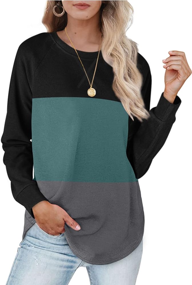 XIEERDUO Womens Sweatshirts Crewneck Loose Fitting Tops For Women Long Sleeve Shirts Pullover