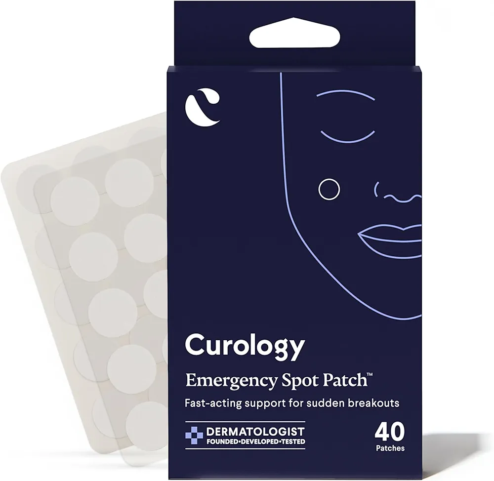 Curology Emergency Spot Pimple Patches for Face, Hydrocolloid Pimple Patches Fast-Acting Support, Spot Concealing and Oil Absorbing, 40 Count