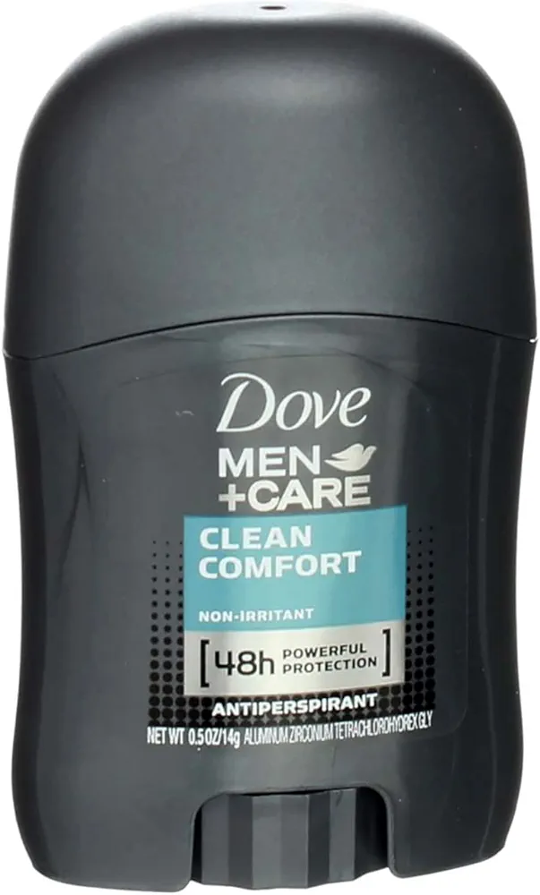 DOVE MEN + CARE Antiperspirant Deodorant Stick Clean Comfort 48-Hour Sweat & Odor Protection Antiperspirant for Men With 1/4 Moisturizing Cream 0.5 oz (Packaging May Vary)