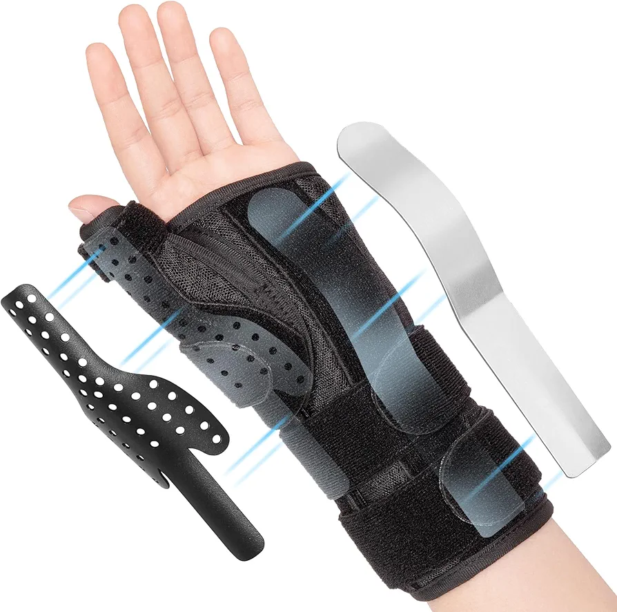 Thumb Spica Splint & Wrist Brace, De Quervain's Tenosynovitis Brace, Carpal Tunnel Wrist Brace Support, Trigger Thumb Splint for Tendonitis, Arthritis, Thumb Stabilizer Wrist Support(Left,S)