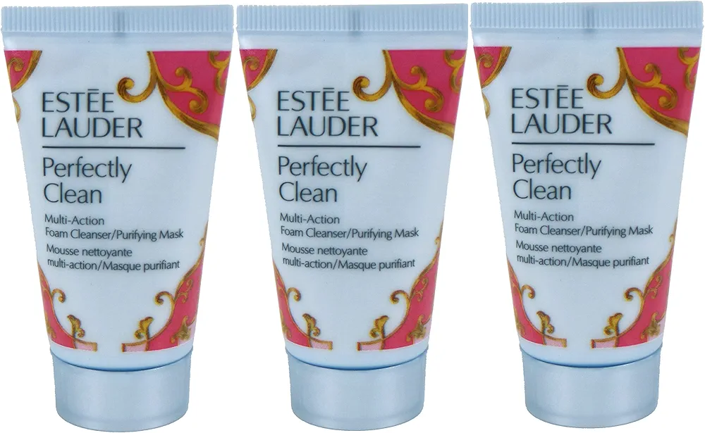 Pack of 3 x Estee Lauder Perfectly Clean Multi-Action Foam Cleanser/Purifying Mask, 1 oz each Sample Size Unboxed