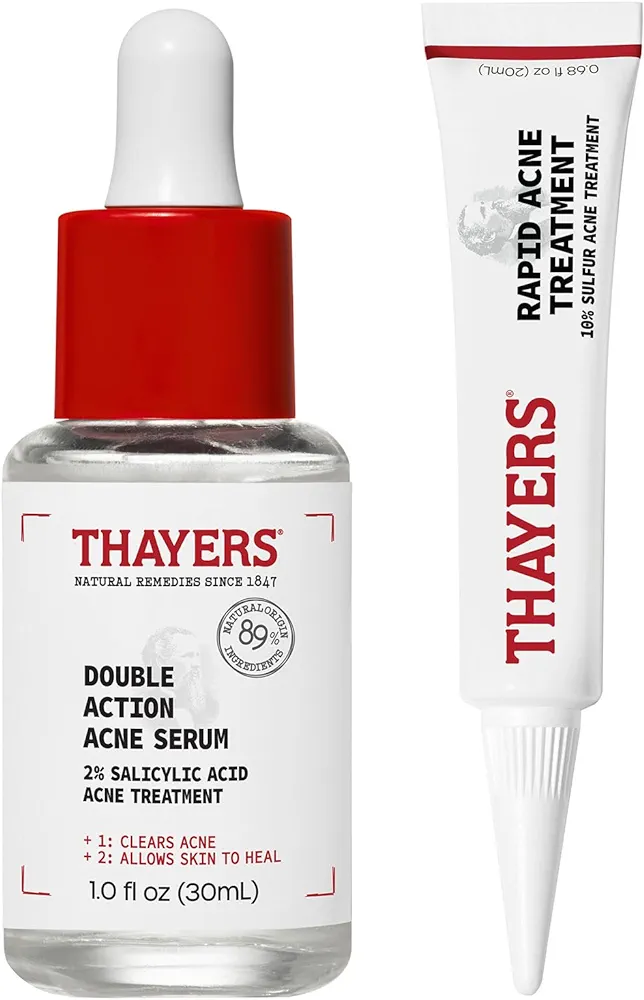 Thayers Treat It, Don't Touch It: Double Action 2% Salicylic Acid Acne Serum + Rapid 10% Sulfur Acne Treatment, Soothing and Non-Stripping Skin Care