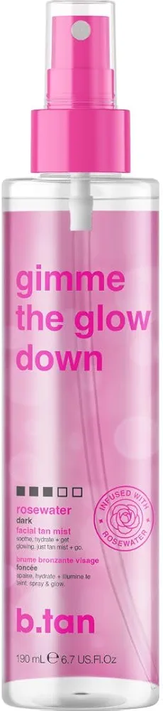 b.tan Clear Face Tan Mist | Gimme The Glow Down - Best Facial Tanner Spray, Gradual Bronzing Sunless Tanning Water, Infused with Rosewater, Vegan, Cruelty Free, 6.7 Fl Oz