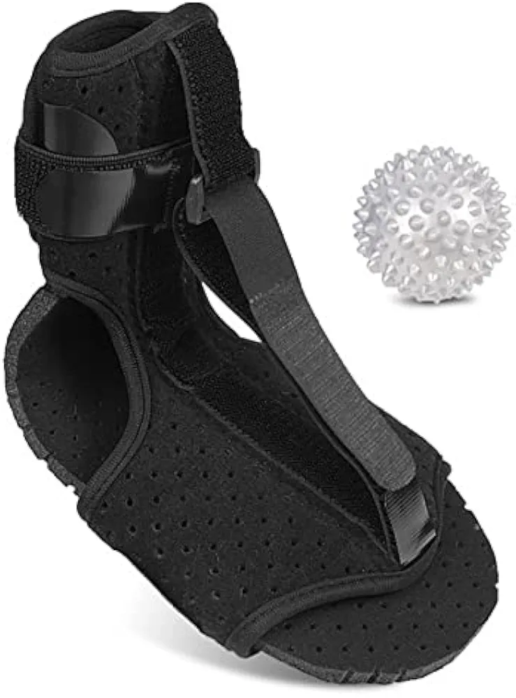 1PC Sports Adjustable Plantar Fasciitis Night Splint Foot Drop Orthotic Brace Elastic Dorsal with Hard Spiky Massage Ball (Color : H)