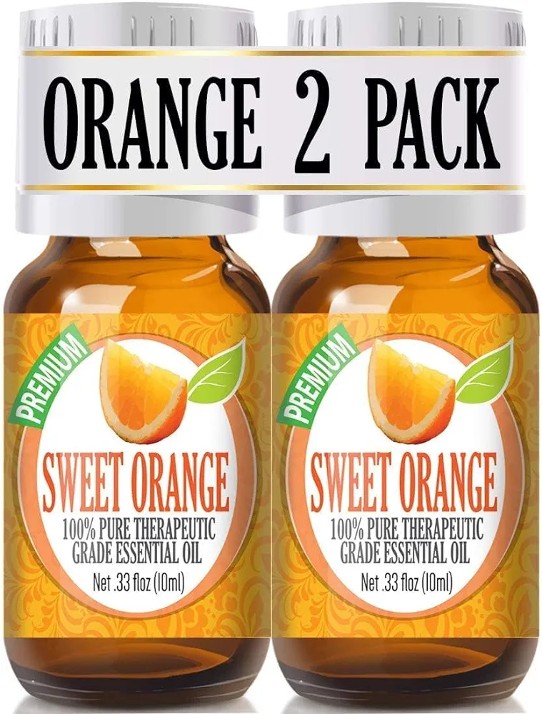 Healing Solutions - (2 Pack) Sweet Orange Essential Oil - Pure Orange Essential Oil for Diffuser, Skin Therapeutic Grade - 0.66 oz - Sweet Orange Oil - Aromatherapy Oils