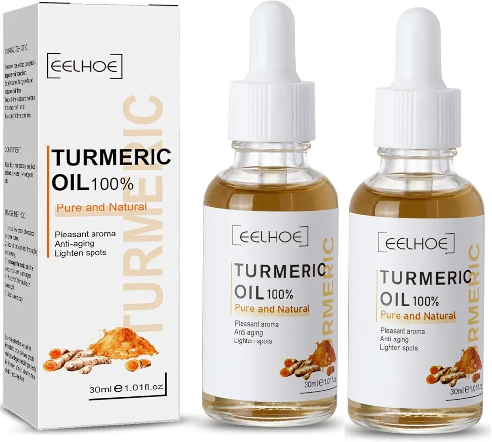 2PCS Turmeric Dark Spot Corrector Serum Oil,Turmeric Repair Face Serum, Natural Turmeric Skin Dark Spot Skin Care Moisturizing Repair Serum,Turmeric Serum for Face & Body(30ml)