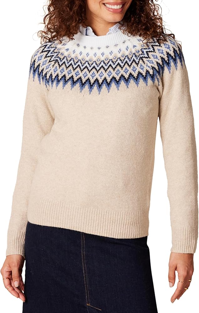 Amazon Essentials Women's Soft-Touch Crewneck Fair Isle Pattern Sweater