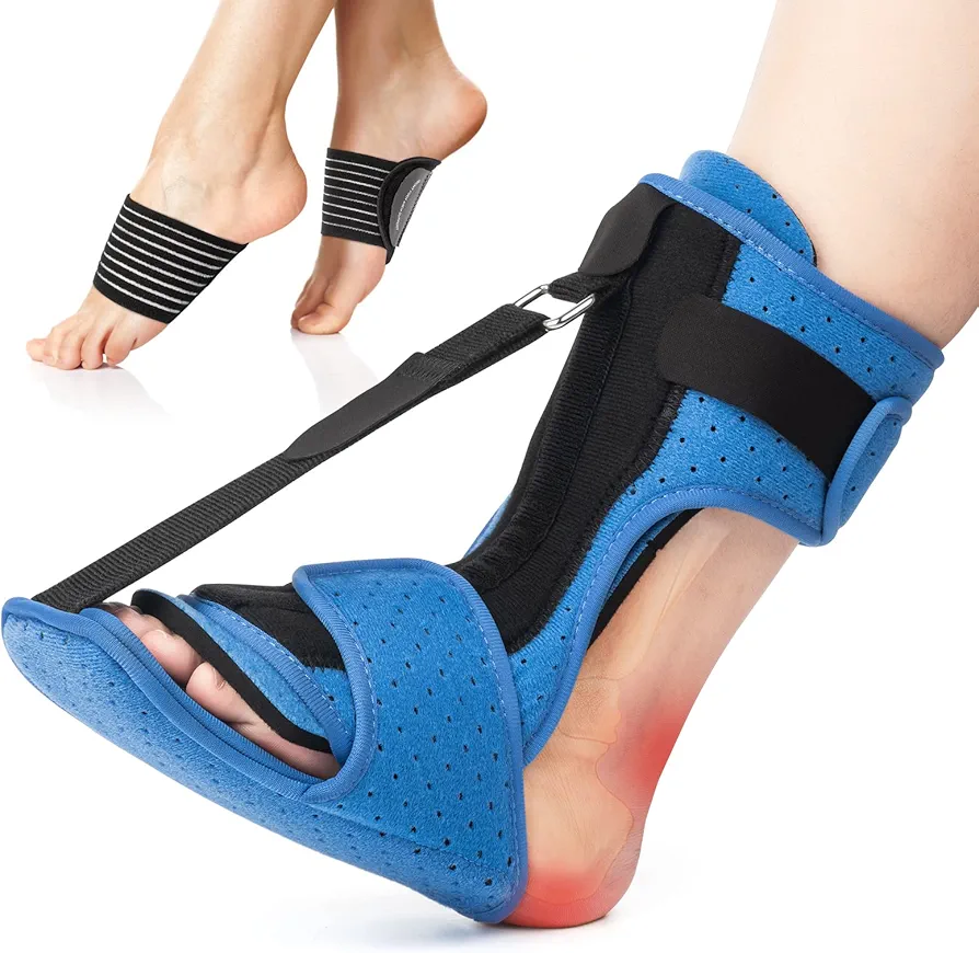 Plantar Fasciitis Night Splint: Adjustable Plantar Fasciitis Brace with Arch Support | Dorsal Night Splint for Plantar Fasciitis Women Men | Dual Effective Plantar Fasciitis Relief Achilles Tendonitis Foot Drop Heel Pain Black-Blue