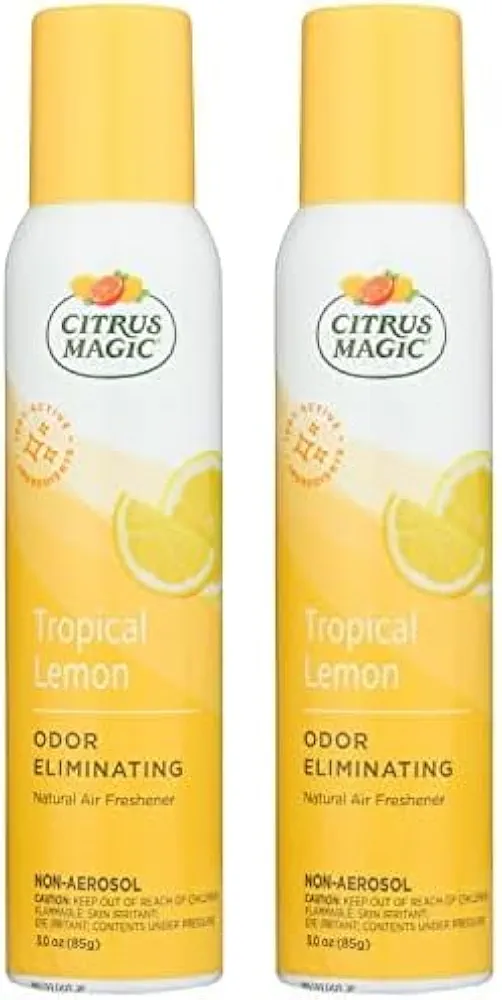 Citrus Magic Natural Odor Eliminating Air Freshener Spray, Tropical Lemon, 3-Ounce (Pack of 2)