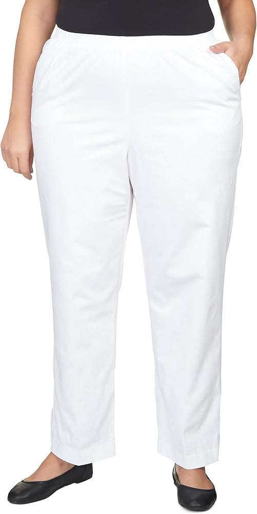 Alfred Dunner Women's Size Plus-sizewomen's Soft Twill Mid-Rise Fit Straight Leg Regular Length Casual Pant