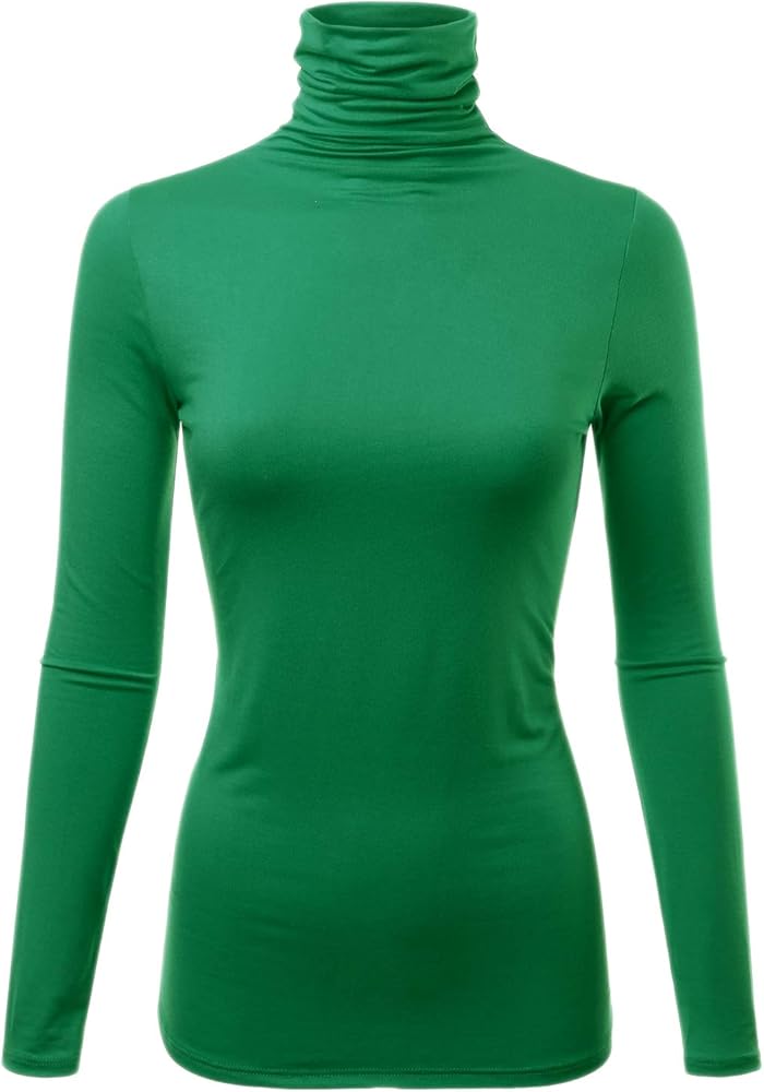 FASHIONOLIC Womens Premium Long Sleeve Turtleneck Lightweight Pullover Top Sweater (S-3X, Made in USA)