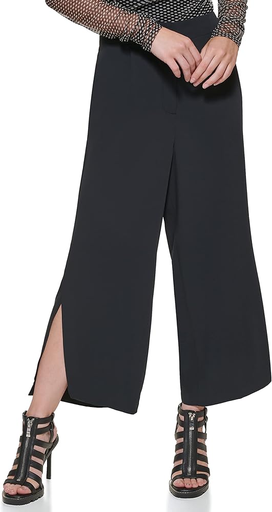 DKNY Women's Cropped Side Slit Button Pant